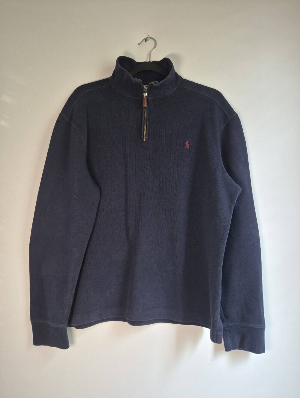 Polo Ralph Lauren Men's Estate-Rib Cotton Quarter Zip Pullover Sweater Large